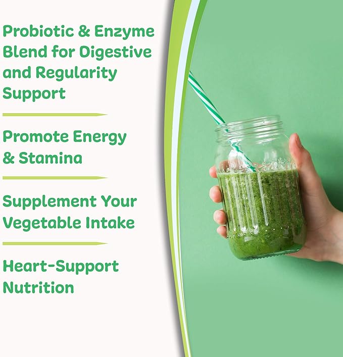 New Vitality Royal Greens Superfood Powder | Healthy Veggie Powder with Probiotics Enzymes Antioxidants Wheat Grass &amp Greens 10.75oz (30 Day Supply)