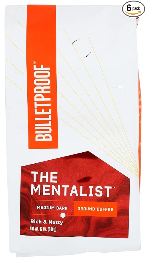 Bulletproof The Mentalist Medium - Dark Roast Ground Coffee 12oz (6 Pack)