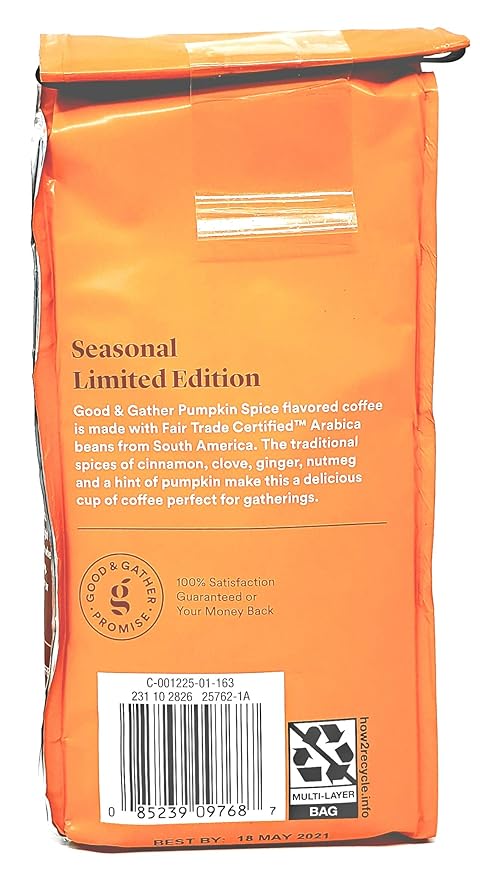 Good &amp Gather Decaffeinated Pumpkin Spice Ground Coffee - Pack of 3 Bags - 36 oz Total - 12 oz Per Bag - Limited Edition Good &amp Gather Coffee