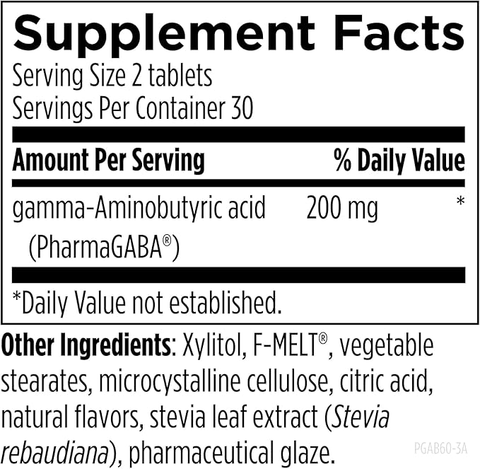Designs for Health Chewable GABA - 200mg PharmaGABA Chewables Fermented + Bioavailable GABA Supplement to Support Calm - Non-GMO + Gluten Free (60 Tablets)