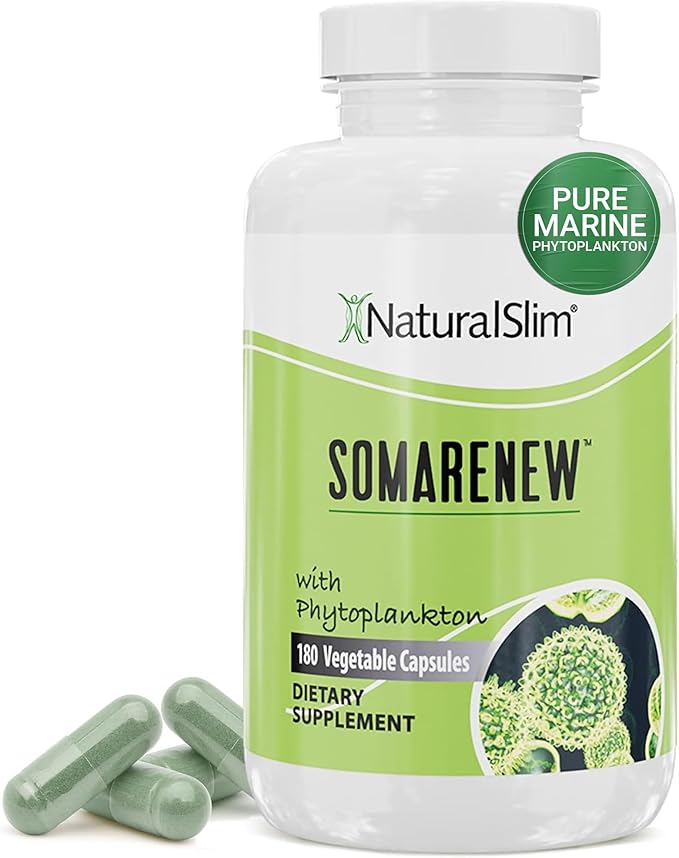 Somarenew Metabolism Booster Gut Cleanse Energy Support &amp Full Body Cleanse Supplement with Marine Phytoplankton (Omega 3) &amp Black Fulvic Acid Superfood - 180 Vegetable Capsules