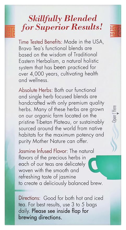 Bravo Tea Colon Cleansing Herbal Tea Naturally Caffeine Free 100% Natural No Artificial Flavors or Preservatives Vegan Gluten Free &amp Non-GMO 20 Tea Bags (Pack of 6)
