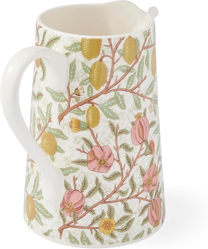 Spode Morris &amp Co Fruits Jug 48 Oz - Decorative Botanical Pitcher with Spout &amp Handle for Water Juice Iced Tea Lemonade &amp Refreshments Home &amp Kitchen Tableware Dining &amp Enter