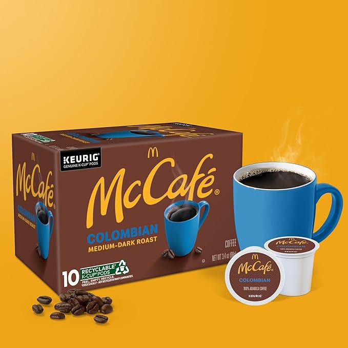 McCafe Colombian Single Serve Coffee Keurig K-Cup Pods Medium Roast 60 Count (6 Packs of 10)