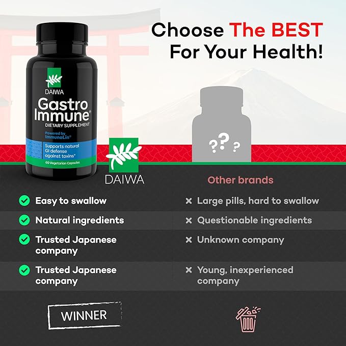 Daiwa GastroImmune - Gut Health and Immunity Supplement - Non-GMO Protein-Based Formula for Digestive Wellness – 60 Capsules