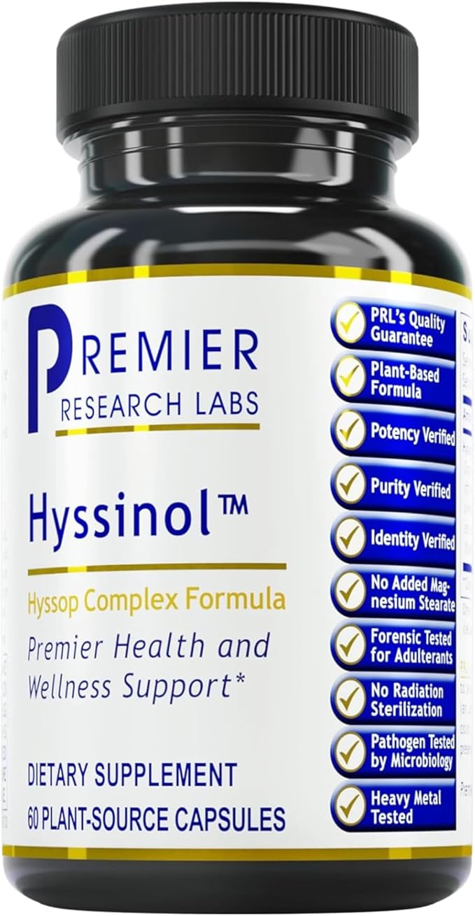 Premier Research Labs Hyssinol - Hyssop Herb Hyssop Capsules Wellness Pills with Organic Hyssop Dry Herb Dietary Supplement with Green Tea Antioxidant Support - 60 Vegetarian Capsules