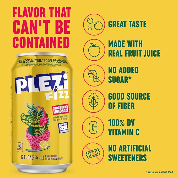 PLEZi Hydration &amp Sparkling Juice Drink Bundle – Tropical Punch x Stephen Curry &amp FiZZ Cherry Limeade – No Added Sugar Low Sugar 2X Electrolytes &amp Fiber – 16.9 Fl Oz + 12 Fl Oz (24 Pack