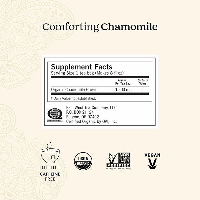 Yogi Tea Comforting Chamomile Tea - 16 Tea Bags per Pack (6 Packs) - Organic Chamomile Tea Bags - Supports a Good Night's Sleep &amp Occasional Stomach Discomfort - Made from Organic Chamomile Flower