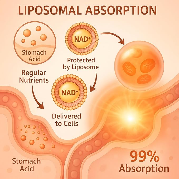 1500 MG Liposomal NAD+ 98%+ Absorption NAD+ Supplement for Women &amp Men with TMG for Aging Defense Cellular Energy Heart &amp Brain Function Longevity 120 Softgels