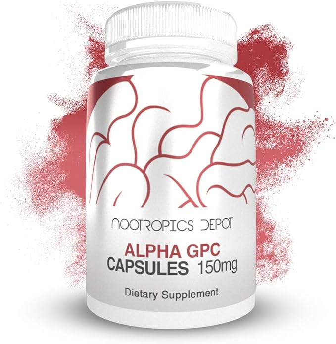 Nootropics Depot Alpha GPC Capsules | 150mg | 180 Count | Cholinergic Supplement | Brain Health Supplement | Supports Healthy Brain Function | Enhance Cognition Memory + Focus