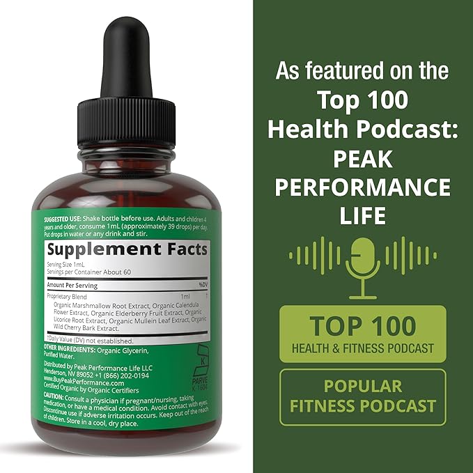 USDA Organic Lung Detox for Smokers and Non Smokers with 6 Top Ingredients. Mullein Leaf Marshmallow Root Calendula. Lungs Cleanse for Better Respiratory Health. Liquid Drops Tincture Supplement