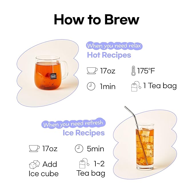 Odada Purple Moon Tea - Lavender Chamomile &amp Korean Purple Carrot Calming Herbal Blend for Nighttime Relaxation Antioxidant-Rich Caffeine-Free 24 Tea Bags