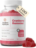 Mother Nutrient Cranberry Gummies Supplement for Women &amp Kids- Urinary Tract Health- Less Tart &amp 90% Less Sweet Gluten-Free Non-GMO Vegan - Pure Cranberry Extract 1000mg - 100 Count.