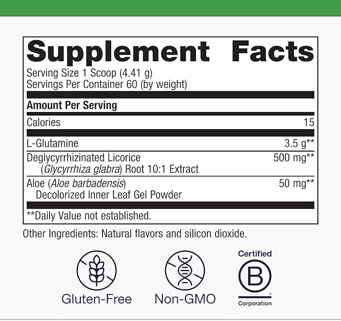 Metagenics Glutagenics - L-Glutamine with Deglycyrrhizinated Licorice (DGL) &amp Aloe Vera - Supports Gut Health Digestive Function &amp Immune System - Non-GMO Gluten-Free Powder Supplement - 60
