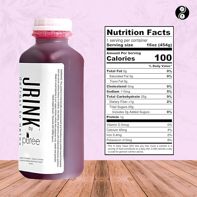 JRINK by Purée Organic Can’t Be Beet Juice Raw Beet Blend Cold Pressed Vegetable and Fruit Drink Healthy Detox Cleanse Organic Cold Press Juice Gluten-Free Energy Boost 16oz Bottles Pack of 12