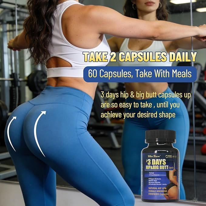 3 Days Hip &amp Big Butt Capsules Natural Hip Up &amp Female Hoemone Enhenced Herbal Supplements 60 Count