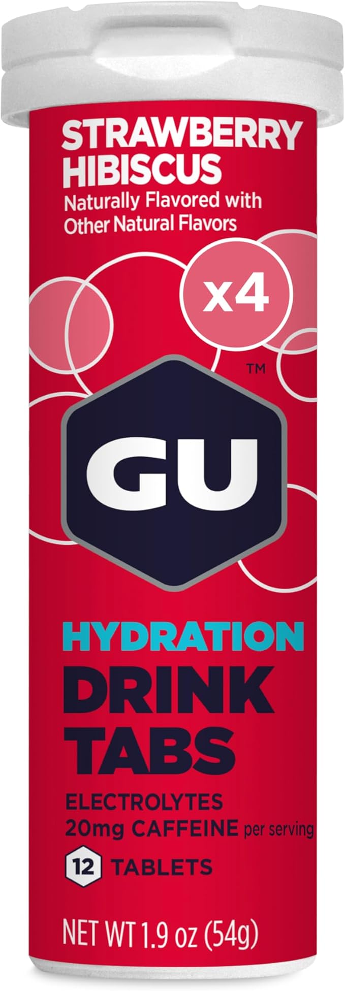 GU Energy Hydration Drink Tabs - Electrolyte Tablets for Fitness &amp Endurance Sports Rehydration Beverage Strawberry Hibiscus 48 Servings