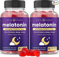NutraChamps (Pack of 2 Melatonin Gummies for Adults Extra Strength Sleep Aid Vitamins 5mg or 10mg Dose Vegan Natural Strawberry Flavor Supplement for Better Sleep 120 Gummies