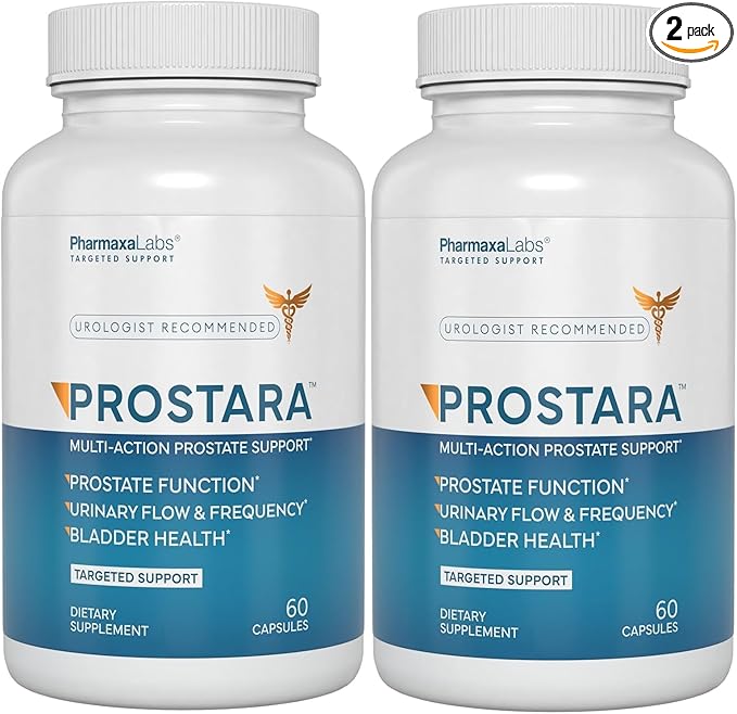 Prostara - Multi-Action Prostate Supplement - Supports Urinary Flow and Bladder Comfort - Boosts Vitality and Wellness - Saw Palmetto Pumpkin &amp Pomegranate - 60 Capsules (Pack of 2)