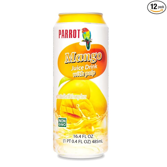 Parrot Brand Mango Juice Drink with Pulp 16.4 fl. oz.(Pack of 12)