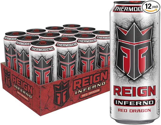 Reign Inferno Red Dragon Thermogenic Fuel Fitness and Performance Drink 16 Fl Oz (Pack of 12)