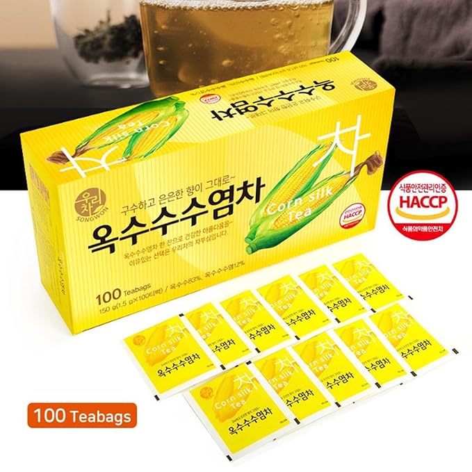 Songwon Corn Silk Tea – Smooth &amp Aromatic Herbal Tea Hot or Cold 1.5g x 100 Tea Bag (5.29oz / 150g)