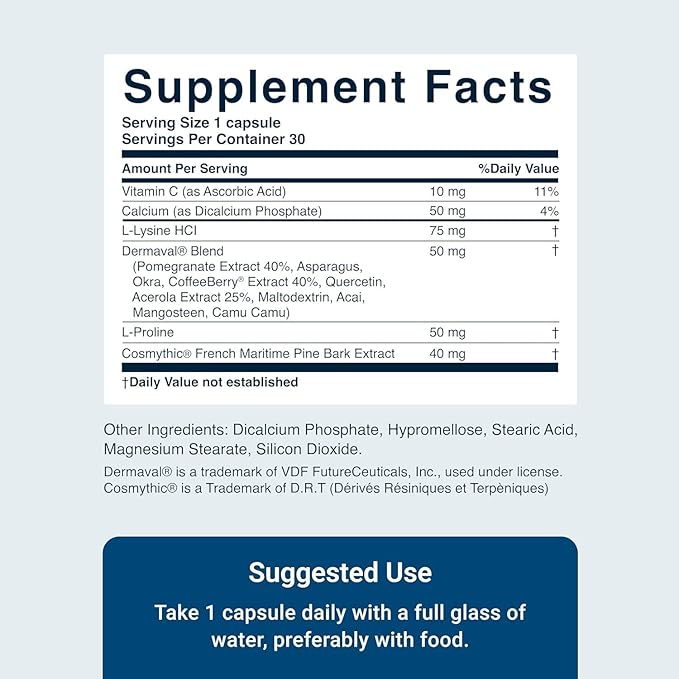 ACTIVATEDYOU Essential Skin Food Advanced Skincare Collagen Elastin Support Supplement for Aging Skin Helps Improve Appearance of Face Texture Sagging w/Dermaval Vitamin C Lysine (30 Capsules)