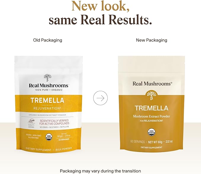 Real Mushrooms Tremella Mushroom Powder – Organic Tremella Extract from Fruiting Body – for Daily Wellness Routine – Vegan Non-GMO No Fillers – 60 Servings Mushroom Blend Supplements