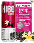 HIBO Healthy Energy Drinks Sugar Free – Gluten-Free &amp Gut-Friendly Prebiotic Fiber w/140mg Caffeine &amp 60mg Green Coffee Extract Electrolytes – For Immunity &amp Focus - Pack of 12 Black Che