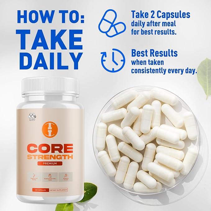 Core Strength Joint Support Capsules Official CoreStrength Pills with All Natural Ingredients Advanced Overall Health &amp Wellness Support Supplement with Maximum Strength Multivitamins (60 Capsul