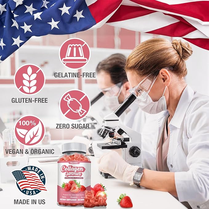 2 Pack Collagen - Hydrolyzed Collagen Peptides with Biotin Collagen for Supports Healthy Skin Strong Nails &amp Thick Hair - Non-GMO &amp Gluten Free Complex Supplement - 120 Vegan