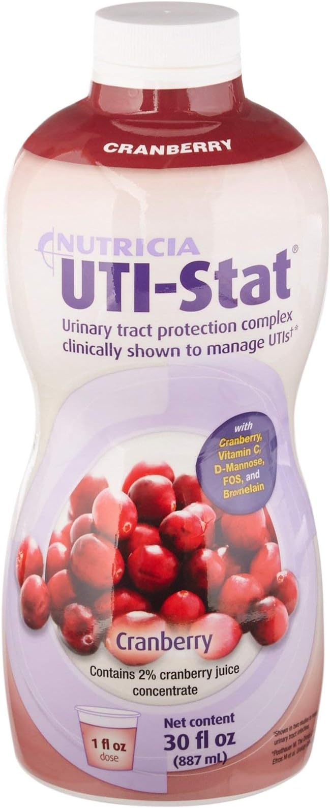 UTI-Stat Nutricia Medical Food Providing 5 Key Nutrients for Urinary Tract Health - Cranberry Flavor 30 Fl Oz Bottle