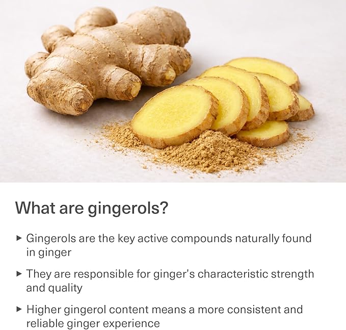 Organic Ginger Supplement | 18 mg Gingerols | 2000 mg Raw Ginger Root Powder Eq. | 10:1 Extract | Supports Stomach Comfort* &amp Motion-Related Nausea* | Travel Essentials | 30 Veg Capsules