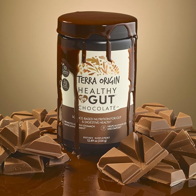 TERRA ORIGIN Healthy Gut Chocolate | 30-Servings with L-Glutamine Zinc Glucosamine Slippery Elm Bark Marshmallow Root and More!