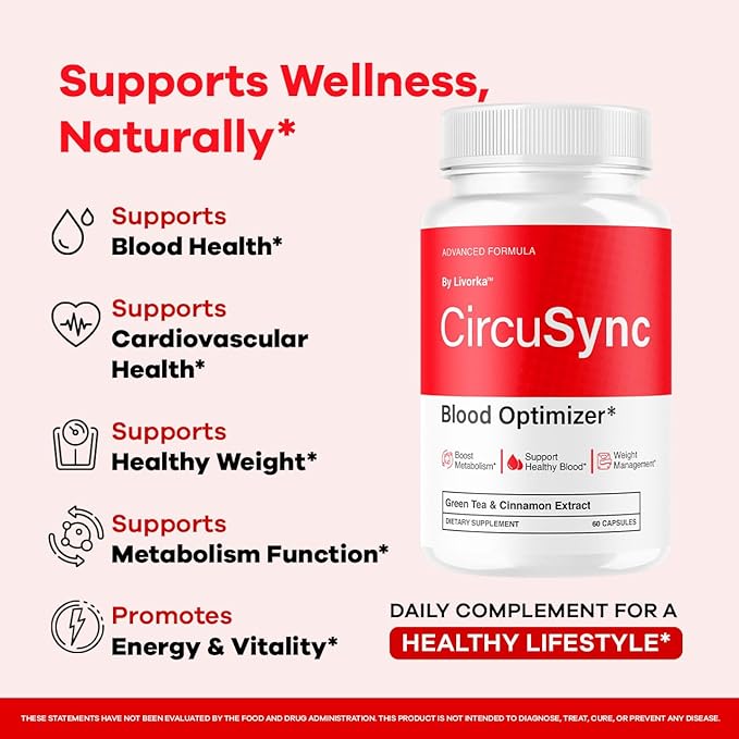 Circusync Capsules - Official Circu Sync Advanced Blood Health Support Supplement Pills - Maximum Strength Natural Vitamins Formula for Overall Health &amp Wellness 60 Capsules for 1 Month