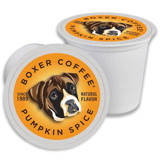 Boxer Coffee Pumpkin Spice Naturally Flavored Pods compatible with Keurig K-Cup 48 count