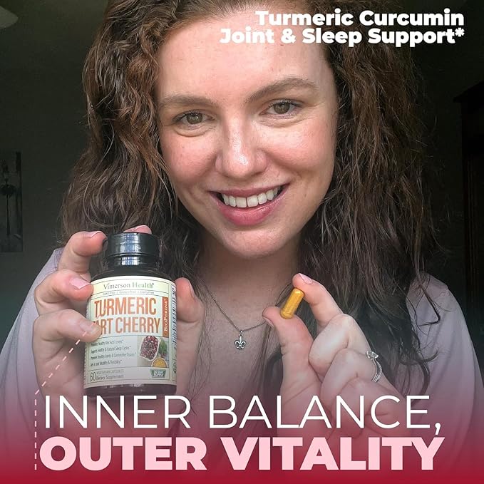 Turmeric Curcumin Supplement with 10:1 Tart Cherry Extract &amp Celery Seed Extract – Natural Uric Acid Balance Joint Health &amp Sleep Aid – Turmeric Curcumin with Black Pepper – 180 Tart Cherry C