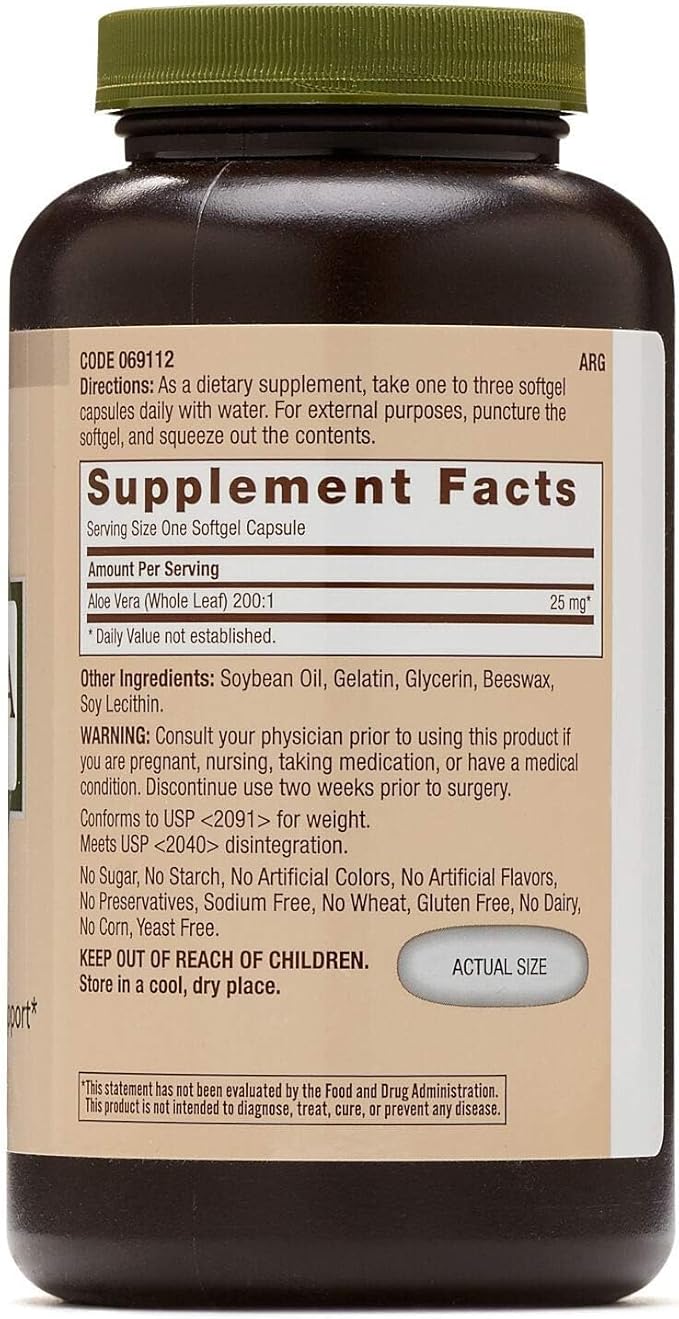 GNC Natural Brand Aloe Vera SoftGel Capsules