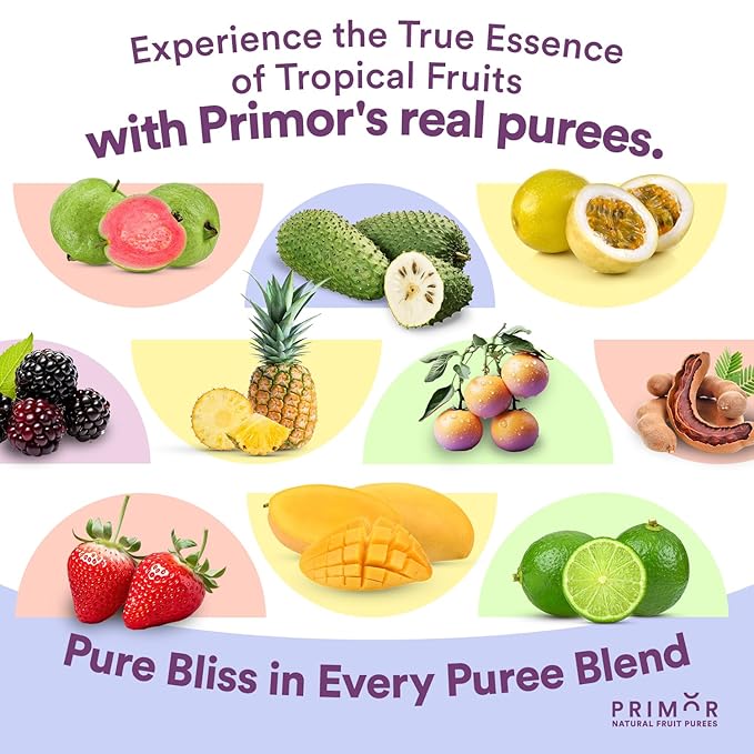 Primor Fruit Purees | Made with Real Fruit | Countless Applications: Juices Smoothies Cocktails Desserts and More - Guanabana