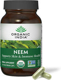 ORGANIC INDIA Neem Leaf Capsules - Herbal Supplement Supports Skin &amp Immune Health Vegan Gluten Free USDA Certified Organic - 90 Count