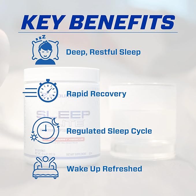 EndurElite Sleep Elite Sleep Drink Mix Supplement with Magnesium Sleep Aid Powder - Strawberry Hibiscus - 30 Servings