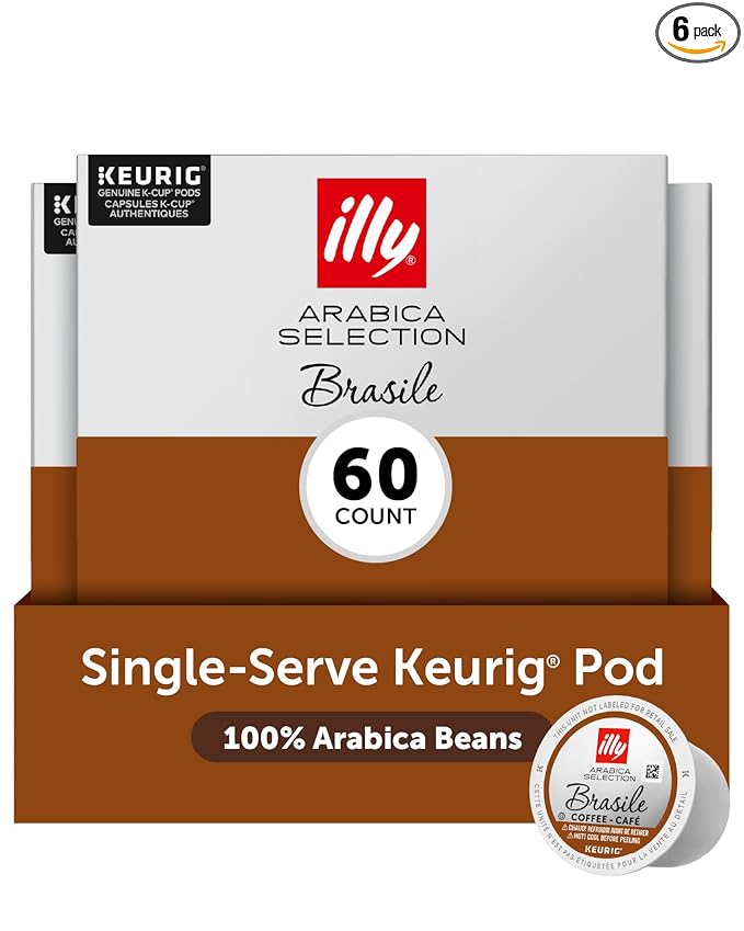 illy Coffee K Cup Pods for Keurig Machines Brasile Single Origin Roast 100% Arabica Premium Italian Coffee 10 Count 6 Pack