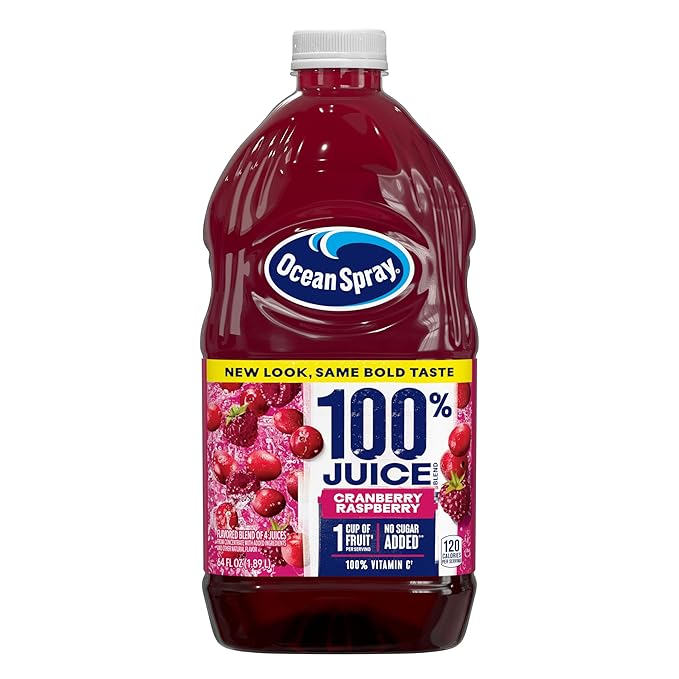 Ocean Spray® 100% Juice Cranberry Raspberry Juice Blend 64 Fl Oz Bottle (Pack of 8)