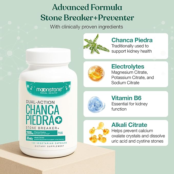 Chanca Piedra Stone Breaker Advanced Formula Natural Dissolver Kidney Cleanse Supplement Urinary Tract Detox Flush Impurities Clear System Sugar Free 30 Day Supply (120 Vegan Capsules)
