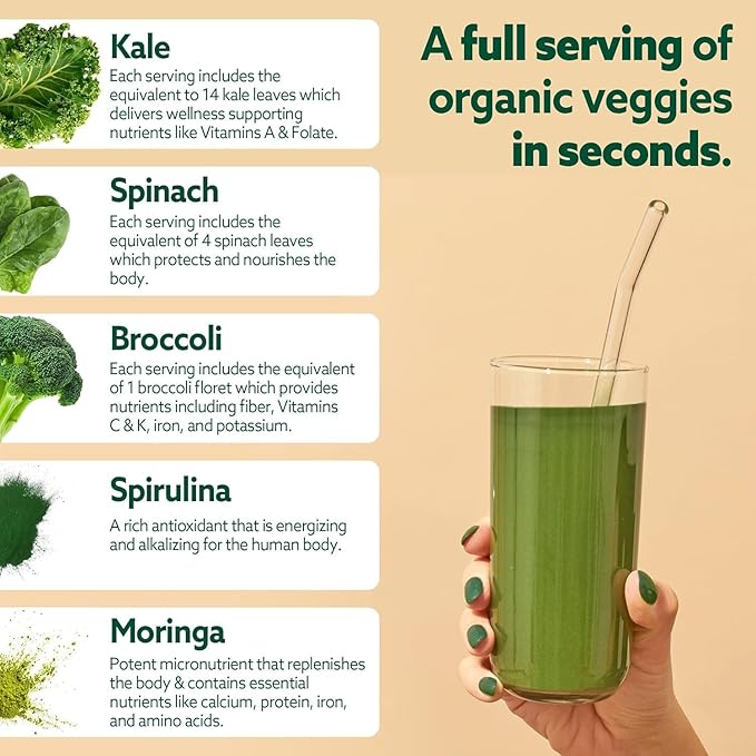 Suja Organic Greens Powder Probiotic Blend Spirulina Daily Superfood Drink or Smoothie Mix for Immune Support Digestion &amp Energy Vegan Gluten Free Non GMO 10 Servings