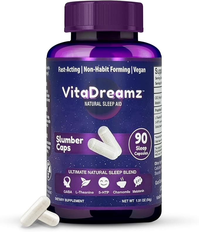 Melatonin Capsules for Sleep - Natural Sleep Aid Supplement with L-Theanine &amp GABA - SleepEZ Pillowz 90 Count