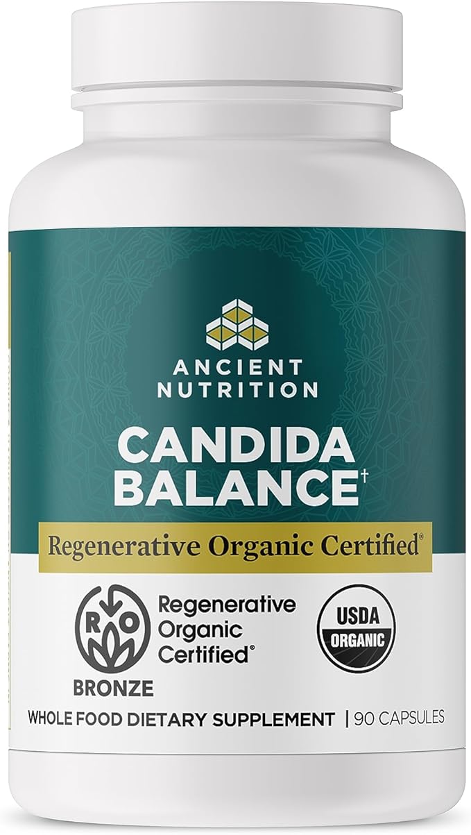 Ancient Nutrition Gut Health Supplement Regenerative Organic Certified Candida Capsules Provides Occasional Diarrhea Constipation Gas and Bloating Relief Supports Immune Function 90 Count