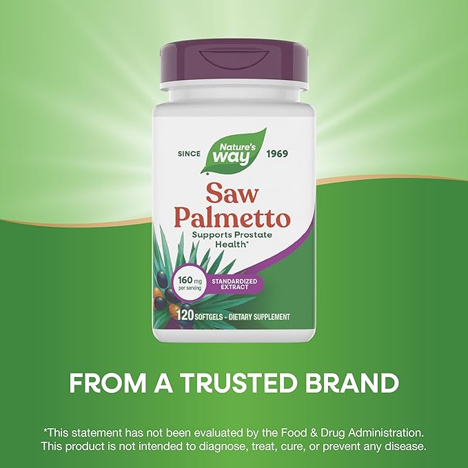 Nature's Way Saw Palmetto Standardized Extract Prostate Health Support for Men* 160 mg per Serving 120 Softgels (Packaging May Vary)