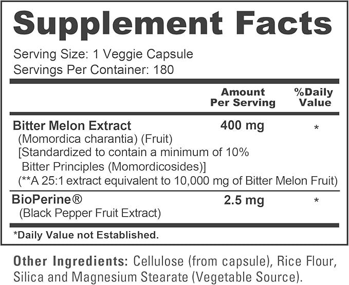 NusaPure Bitter Melon Extract 10000 mg 180 Vegan Caps (100% Vegetarian Non-GMO Gluten-Free 10% Bitter Principles) Bioperine