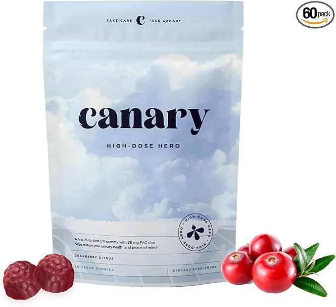 Canary High-Dose Hero - Urinary Tract Health Gummies Supplement Helps Cleanse &amp Protect Delicious Natural Cranberry Flavor 60 Gummies